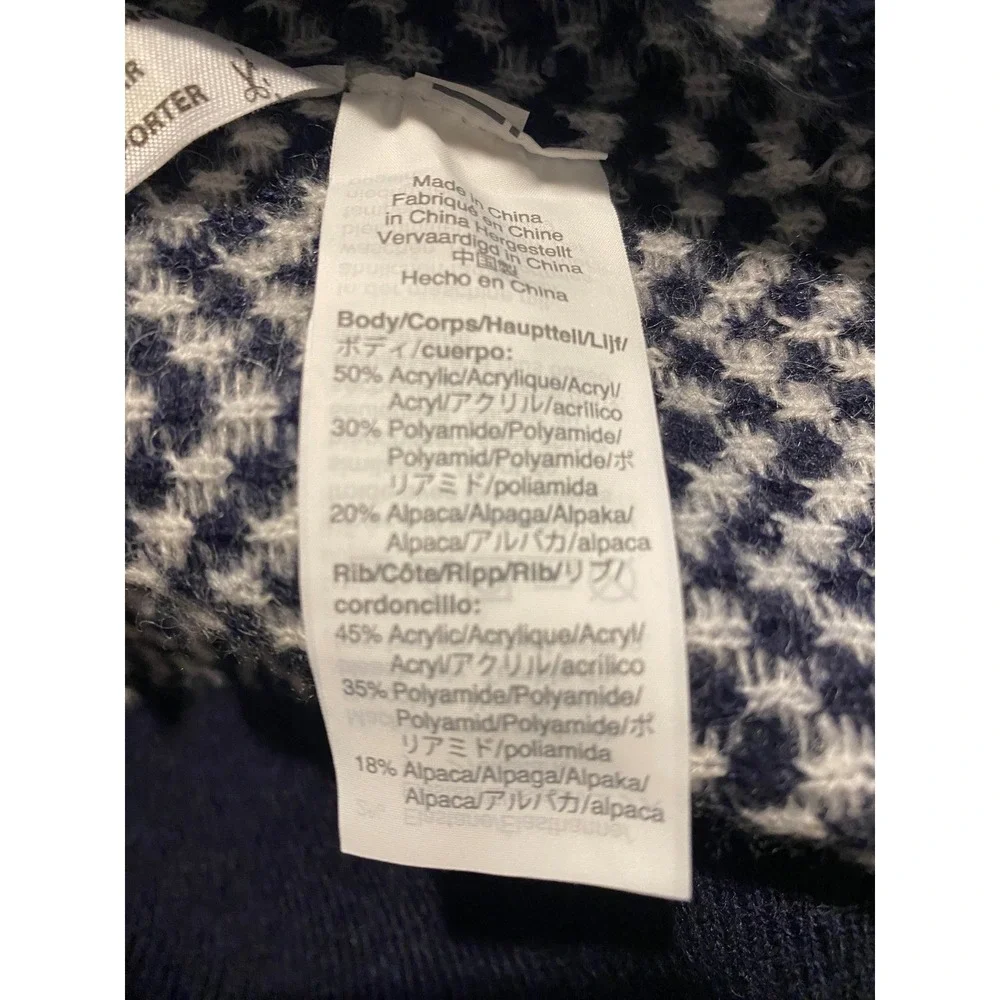 J.Crew Button Mockneck Alpaca-blend Sweater Chevron Sz Small Ivory Navy - Picture 6 of 6